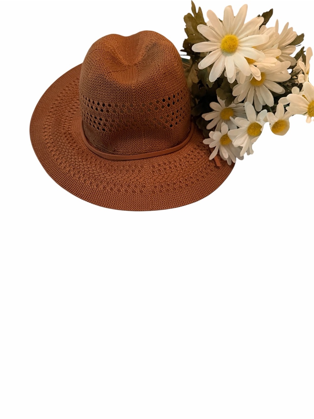 Women’s Brown Straw Fedora Hat - Classic Summer Sun Hat